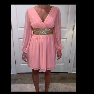 Pink Sequins Long sleeve dress